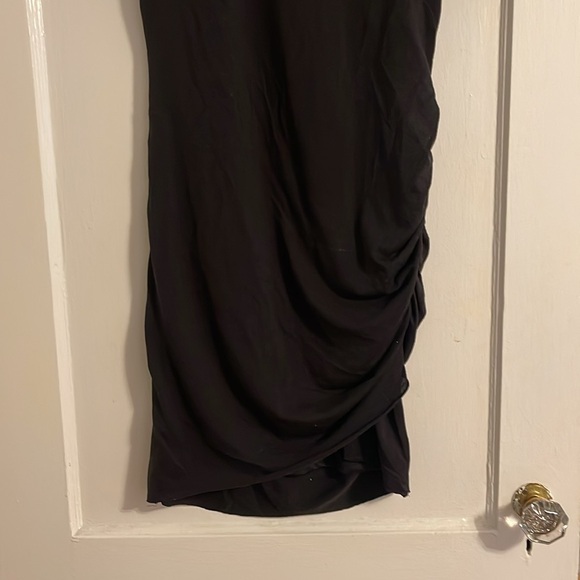 Ruched Stretchy Tulip Hem Bodycon Black Dress size S - Picture 4 of 4